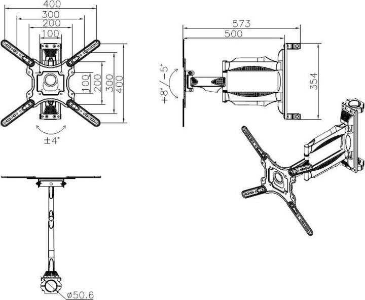 Produktbild Multibrackets Halterung 32"- 60", schwarz, Stahl/Aluminium