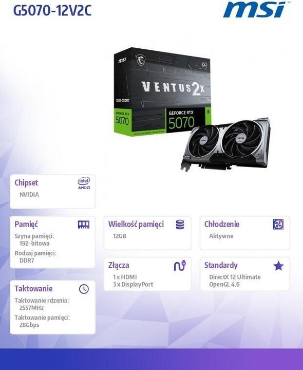 Actual product image MSI GeForce RTX 5070 VENTUS 2X OC (12 GB)