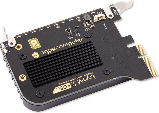 Actual product image Aqua Computer kryoM.2 RGBpx PCIe 5.0 x4 Adapter für M.2 PCIe SSD, M-Key, mit Passivkühler