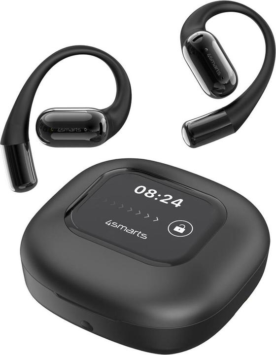Produktbild 4smarts Open-Ear Bluetooth Kopfhörer SkyBuds AI Screen, Schwarz (28 h, Kabellos)
