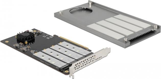 Produktbild Delock PCI Express x16 Karte zu 4 x intern NVMe M.2 Key M mit Kühlkörper und Lüfter