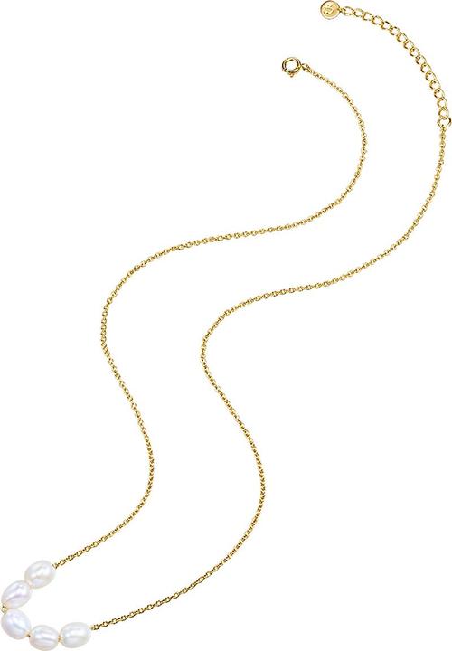 Immagine prodotto Glanzstücke München Catena da donna in argento Sterling con perle d'acqua dolce coltivate in oro giallo 40,0 cm + 5,0 (Argento, 40 - 45 cm)