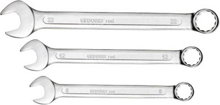 Gedore Red red Combination spanner set, 12 pieces, SW 6-22, chrome vanadium steel, silver (19 mm, 12 mm, 24 mm, 14 mm, 22 mm, 16 mm, 23 mm, 10 mm, 21 mm, 18 mm, 27 mm, 17 mm, 11 mm, 15 mm, 26 mm, 8 mm, 28 mm, 9 mm, 29 mm, 13 mm, 20 mm, 25 mm)