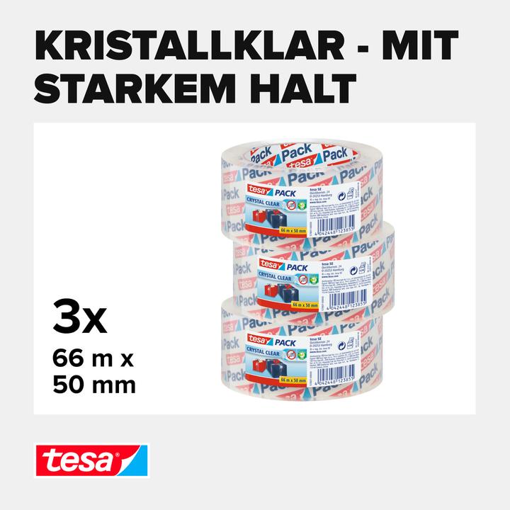 Produktbild tesa 3x tesapack CRYSTAL CLEAR Packband (50 mm)