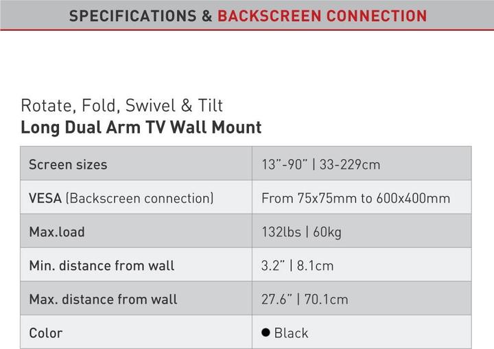 Nährwerte und Zutaten Barkan WH 464L (Wand, 90", 60 kg)