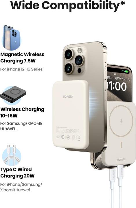 Actual product image Ugreen Mini Powerbank Wireless with MagSafe (10000 mAh, 20 W, 37 Wh)