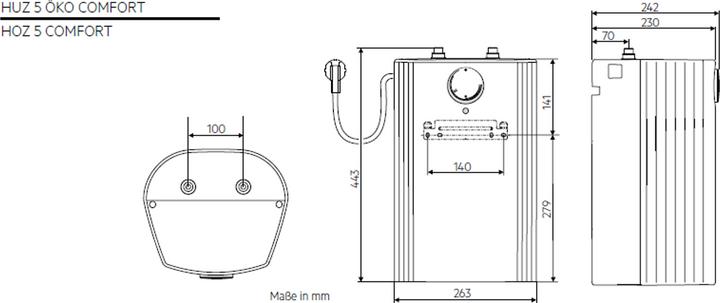 Actual product image AEG Haustechnik Hoz 5 Comfort unpressurised small cylinder, over-counter boiler 5 litre low pressure, with plug, 2