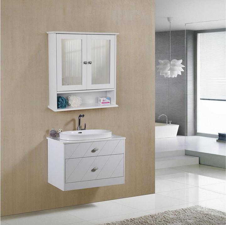 Image du produit Vasagle Armoire de toilette LHC002 blanc 56,5 x 13,0 x 58,5 cm (56 x 13 x 58 cm)