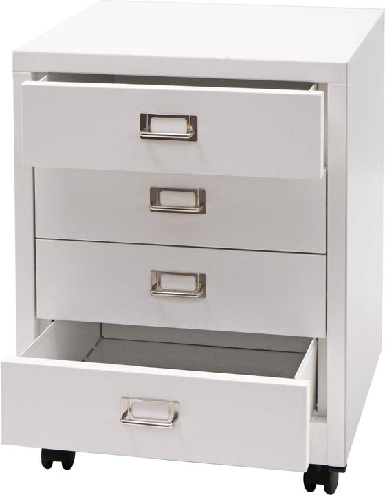 Mendler Piedistallo mobile HWC-L49, metallo 55x40x41cm 4 cassetti, bianco