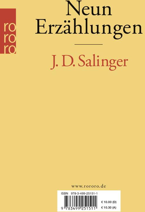 Produktbild Neun Erzählungen (Deutsch, J. D. Salinger, 2013)