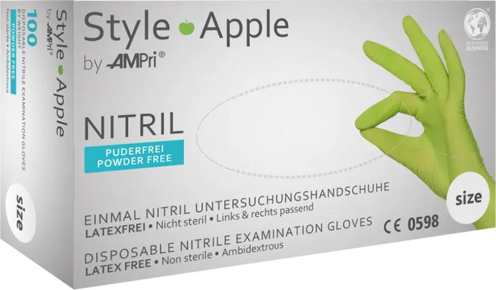 Image du produit Ampri STYLE APPLE, gant d'examen en nitrile, non poudré, vert pomme, taille S (S)