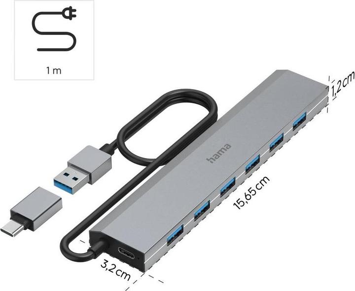 Produktbild Hama 7 Port USB-Hub (USB-A, 7 Ports)
