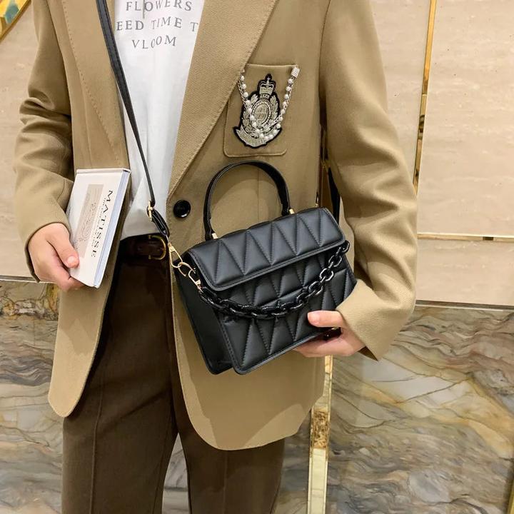 Immagine prodotto Only-Bags.Store Borse a tracolla a quadri solidi, borsa a tracolla con decorazione a catena per tutti i giorni