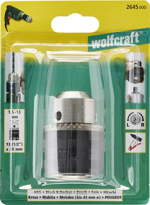 Productafbeelding wolfcraft wolfcraft 1 tandwielboorhouder 13mm 1/2x20 Econ