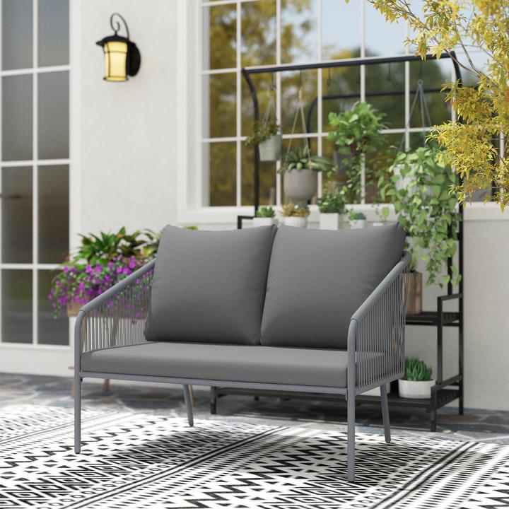 Produktbild Outsunny Rattansofa Stahl, PE-Rattan Grau