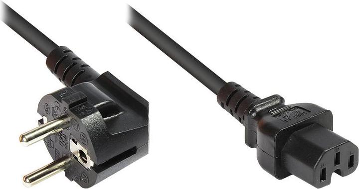 Produktbild Good Connections Netzkabel Schuko-Stecker gewinkelt an Warmgerätebuchse, Typ F an C15, 1,8m, schwarz, ® (1.80 m)