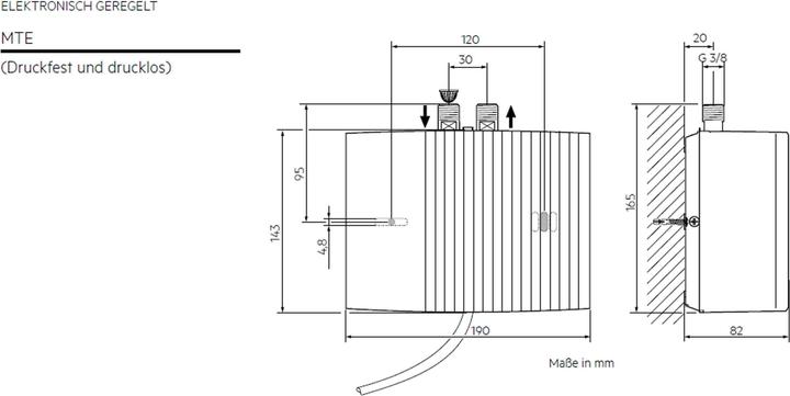 Produktbild AEG Haustechnik MTD 570 Klein-Durchlauferhitzer fürs Handwaschbecken Gäste-WC, 5,7 kW, Festanschluss 230V, drucklos