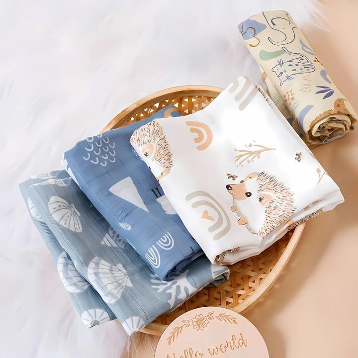 Produktbild Milkii Mulltuch / Spucktücher Set, 5 Stück, Tiere (60 cm, 60 cm)