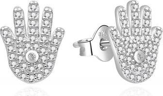 Agato - Silver earrings with Hamsa zircons AGT-E126PW