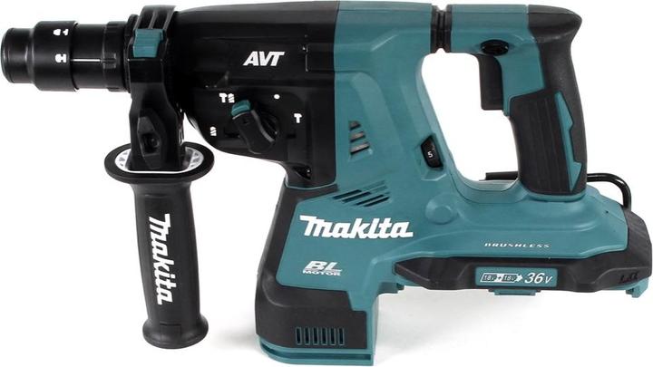 Actual product image Makita DHR 281 T4J Battery combi hammer 36V (2x 18V) 2.8J SDS plus Brushless + 4x battery 5.0Ah + Makpac - (Rechargeable battery operated)
