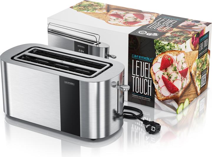 Image du produit Arendo Toaster Edelstahl 4 Scheiben Langschlitz, Touch Display, Restzeit & Bräunungsgradanzeige, 1500 W (Prise UE)
