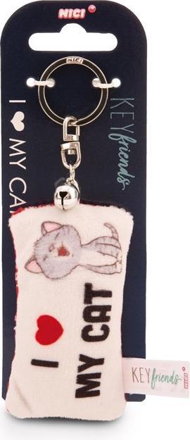 Actual product image Magni NICI Schlüsselanhänger Mini Plüschkissen I love my cat mit Glöckchen 8cm