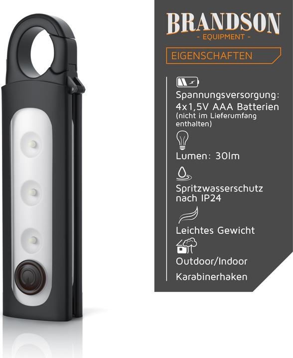Actual product image Brandson LED Camping Lamp, Torch, Multifunction Lamp with Hanging Hook