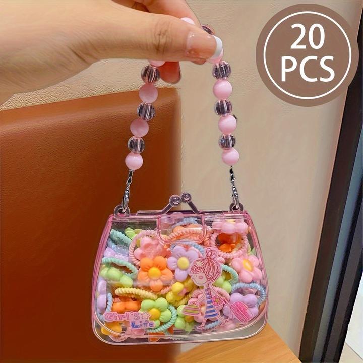 Activity Board 20Pcs Sweet Style Harz Haargummis Set für Jugendliche, gemischte Farbe Pflanze Muster, sortierte