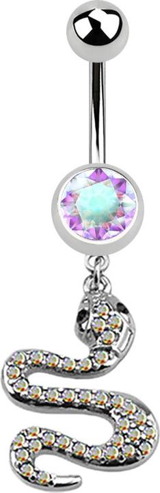 Star Piercing Banane silber mit Anhänger Schlange multicolor (ohne Messing, Chirurgenstahl 316L)
