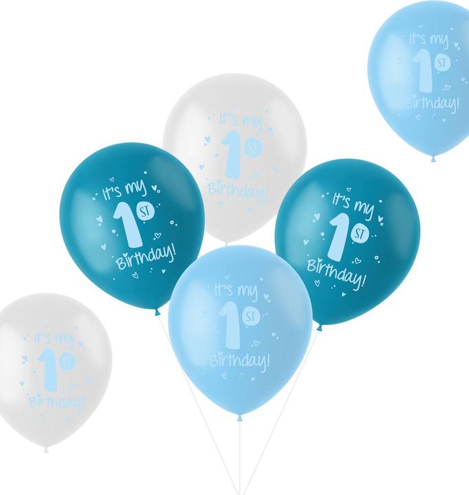 Produktbild Folat Luftballons „Es ist mein 1. Geburtstag!“ Blau 33cm (6 x)