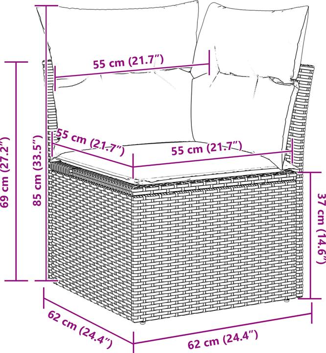 Produktbild VidaXL 5-teiliges Garten-Sofa-Set mit Kissen Beige Poly Rattan Akazie