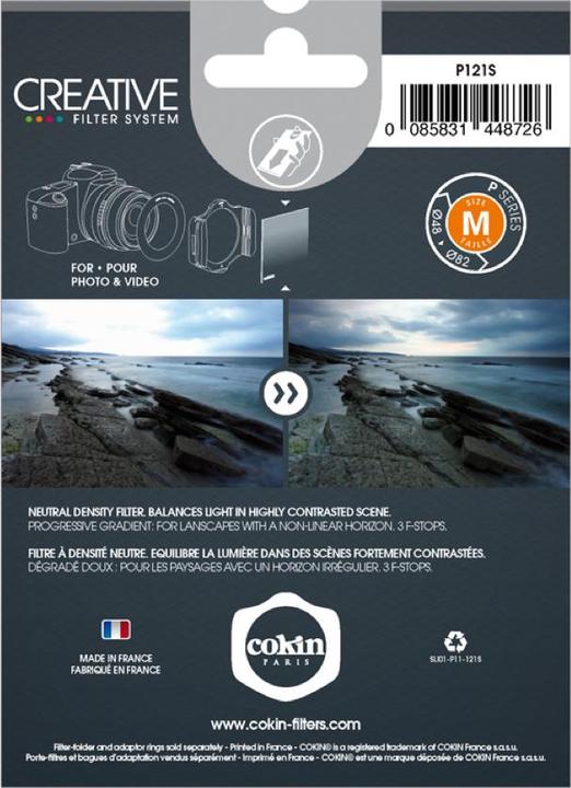 Image du produit Cokin Filtre P121S Course 2 ND 8 (84 mm, Filtre dégradé gris, 82 mm)