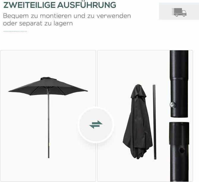 Produktbild Swisshandel24 Sonnenschirm Ø196 cm, Drehbar, Knickfunktion, sechseckig, Schwarz