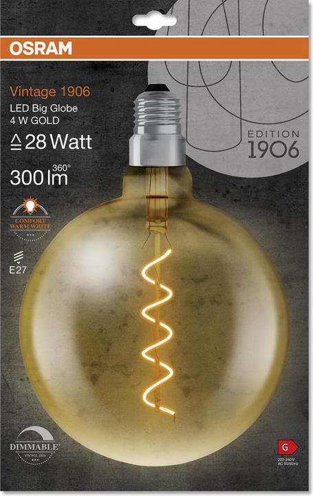 Actual product image Osram Vintage 1906 (E27, 5 W, 300 lm, 1 x, G)