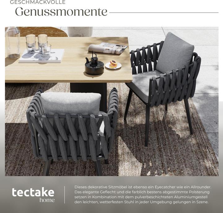 Produktbild tectake Stuhl Lugano im Rope-Design mit Aluminiumgestell