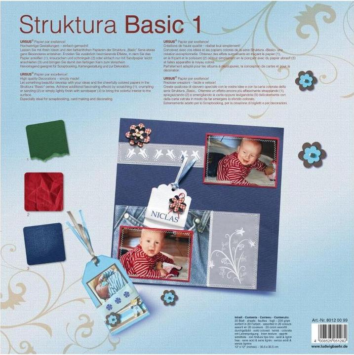 Immagine prodotto Ursus Cartoncino fotografico Basic 1, 30,5 x 30,5 cm, 20 fogli (220 g/m², Quadrato)