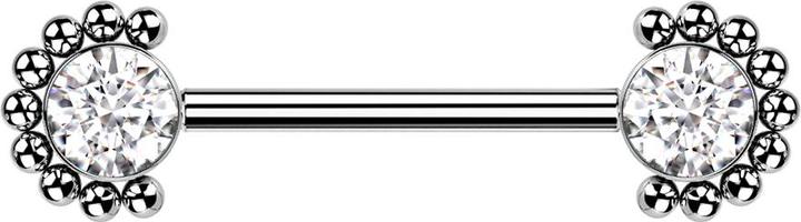 Immagine prodotto Star Piercing Threadless Barbell argento palla anteriore mezzo fiore cristallo argento (senza ottone, Titanio G23)