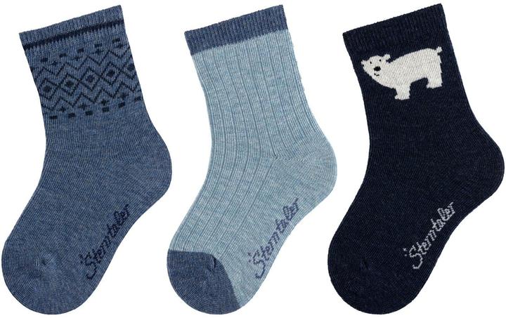 Sterntaler Socken 3er Set Eisbär Tintenblau Mélange Gr. 30 (3er Pack, 30)