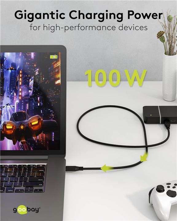 Produktbild Goobay USB-C-Kabel, USB4, 100 W, 40 Gbit/s, Power Delivery, 1 m (1 m, USB 4.0, 100 W)