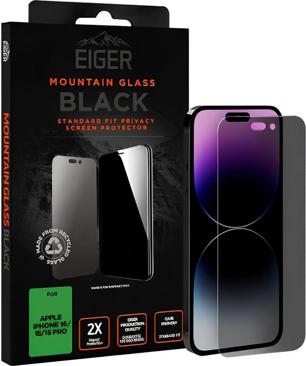 Produktbild Eiger Mountain Glass Black (1 Stück, Apple iPhone 15 Pro, Apple iPhone 15, Apple iPhone 16)