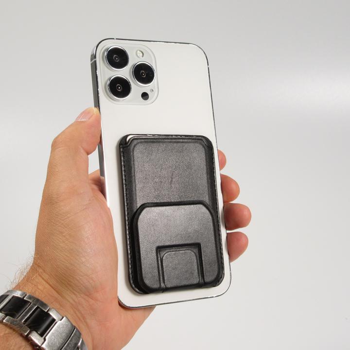 Actual product image PhoneLook MagSafe wallet porte-cartes magnétique avec fonction de support similicuir (Apple iPhone 12)