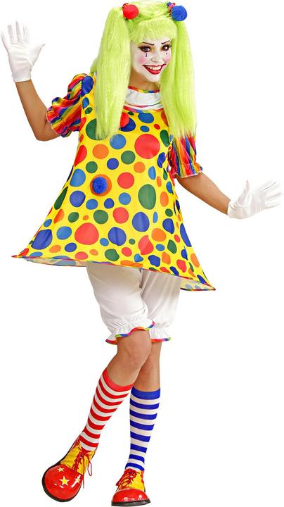Produktbild Widmann CLOWN (Kleid mit Bund und Reifen, Knickerbocker, Haargummis mit Pom Pom), XL (XL)