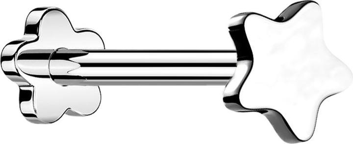 Star Piercing Micro Labret Innengewinde vergoldet fünf Kristalle silber (ohne Messing, Chirurgenstahl 316L)