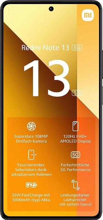 Actual product image Xiaomi Redmi Note 13 5G (128 GB, Graphite black, 6.67", Hybrid Dual SIM, 108 Mpx, 5G)