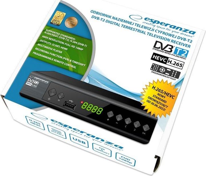 Produktbild Esperanza EV111P Digitalempfänger DVB-T2 H.265 (DVB-T/T2)
