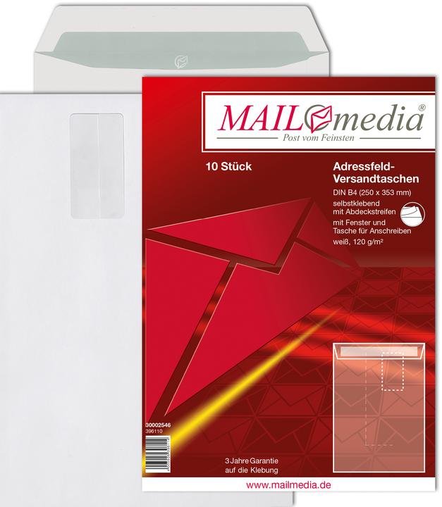 Produktbild Mayer-Network 10 Versandtaschen B4 weiss 120g hk m Fenster (1 x)
