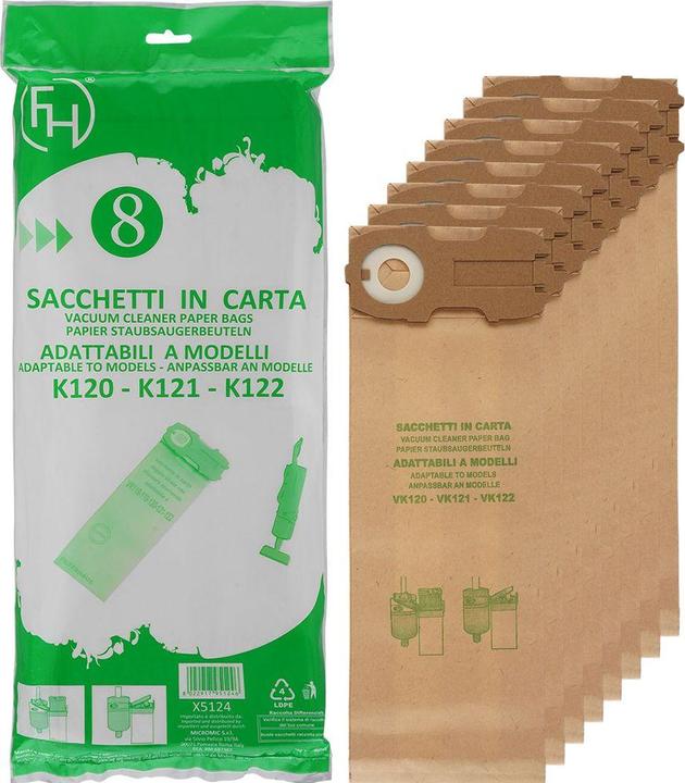 Produktbild Alternativ Filterhaus Papier Staubbeutel passend für Vorwerk Kobold VK120 VK121 VK122 (6 x)