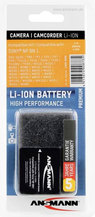 Image du produit Ansmann A-Son NP-BN1 (Batterie de l'appareil photo)