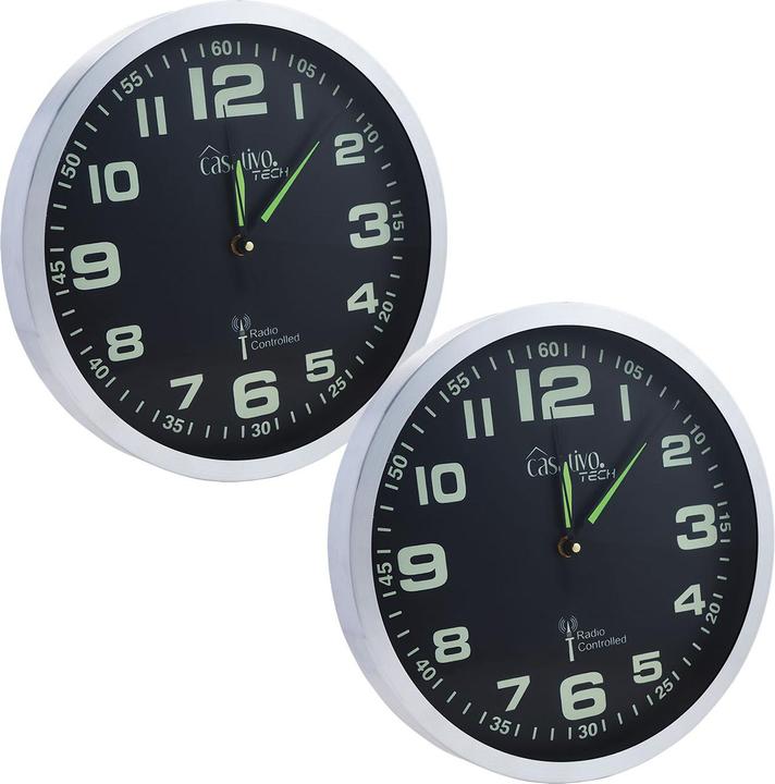 Immagine prodotto Casativo Orologio da parete radiocomandato con movimento al quarzo, luminescente, set di 2 pezzi