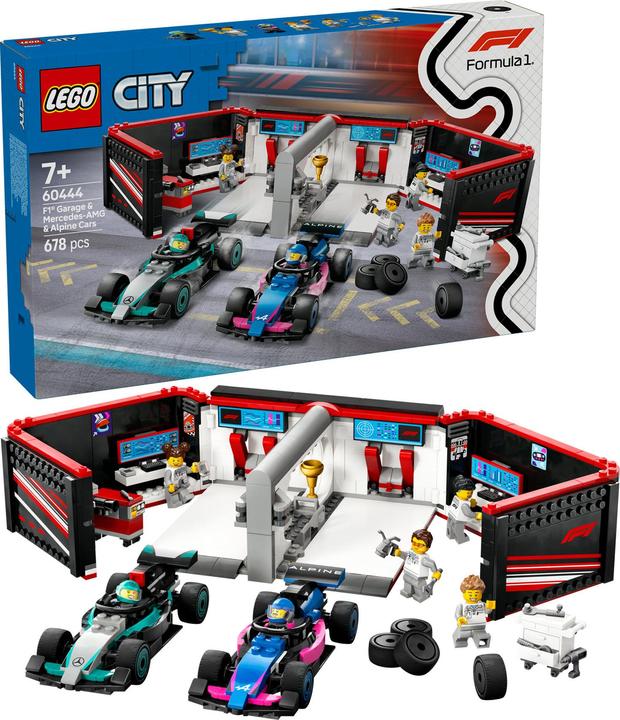 Produktbild LEGO F1 Garage mit Mercedes-AMG & Alpine Rennautos (60444, LEGO City)